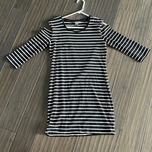 French Connection Striped Open Shoulder Dress